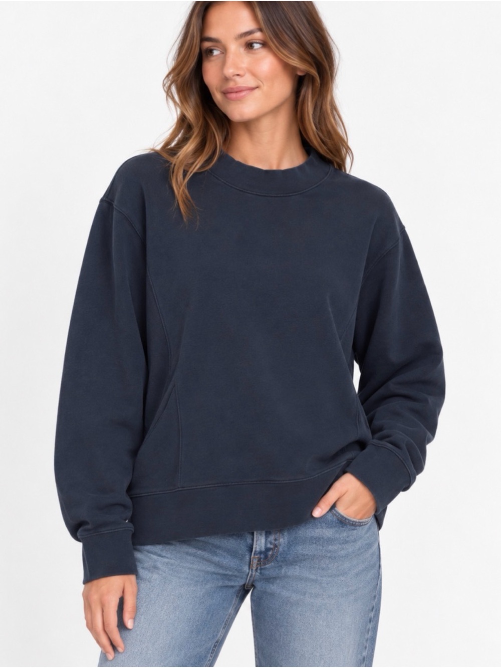 Vince Charcoal Oversized 100% Cotton Crewneck Sweater